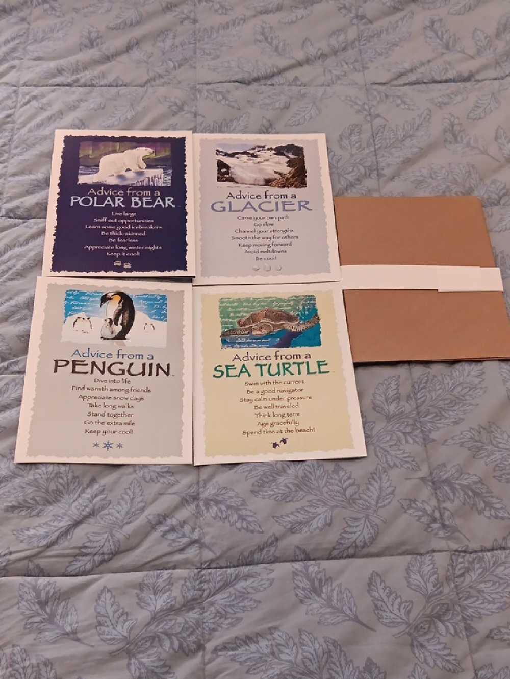 Advice for Life Cards Set of 4 w-brown envelopes Included 5 x 7